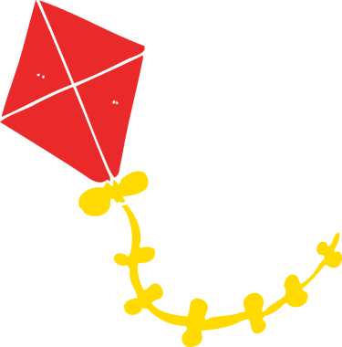 Bir insan tarafından çizilmiş düz renkli çizgi film uçurtması