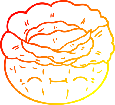 Bir insan tarafından çizilmiş bir lahananın sıcak çizgi çizimi