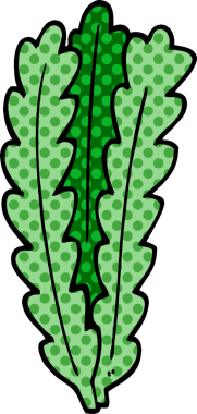 Bir insan tarafından çizilmiş yeşil yapraklar.