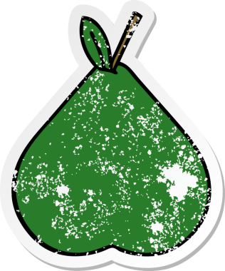 Bir insan tarafından çizilmiş şirin bir armutun sıkıntılı çıkartması.