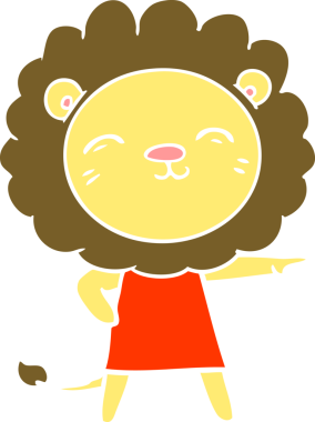 Bir insan tarafından çizilmiş düz renkli çizgi film aslanı