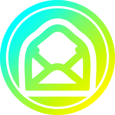 Zarf harfi dairesel simgesi, bir insan tarafından çizilen havalı gradyan bitiş