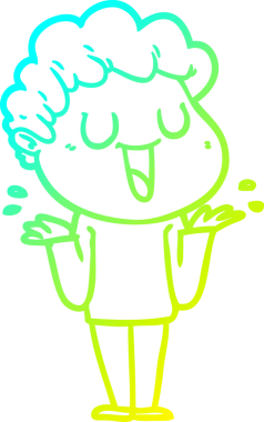 Bir insan tarafından çizilmiş gülen bir çizgi film karakterinin soğuk gradyan çizgisi.