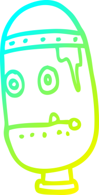 Bir insan tarafından çizilmiş soğuk gradyan robot kafası çizimi.