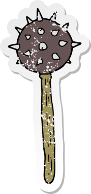 Bir insan tarafından çizilmiş bir ortaçağ topuzunun sıkıntılı çıkartması.