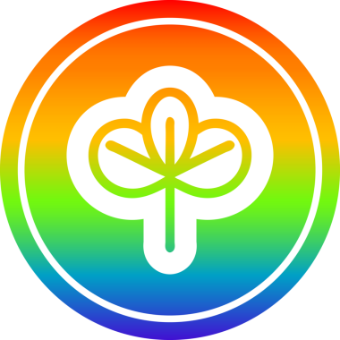 Gökkuşağı gradyan bir insan tarafından çizilmiş doğal yaprak dairesel simgesi