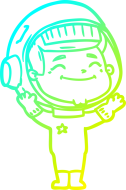 Bir insan tarafından çizilmiş mutlu bir astronotun soğuk gradyan çizimi.