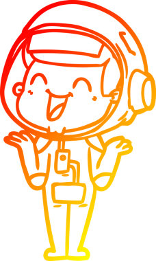 Bir insan tarafından çizilmiş mutlu bir astronotun sıcak çizgi çizimi