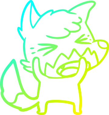 Bir insan tarafından çizilmiş kızgın bir tilkinin soğuk çizgi çizimi.