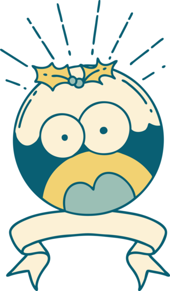 Dövme stili parşömen bir insan tarafından çizilmiş noel pudingini şok etti.