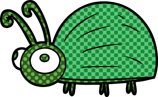 Bir insan tarafından çizilmiş sevimli çizgi film böceği.