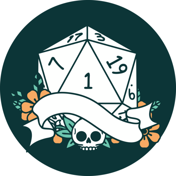 Bir insan tarafından çizilen bir d20 zar atma ikonu