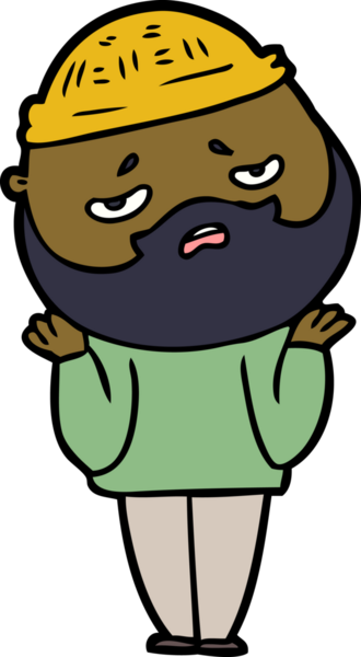 Bir insan tarafından çizilmiş sakallı endişeli bir adam.