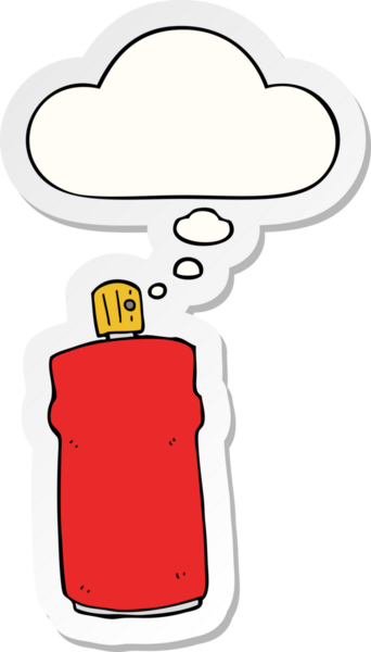 Düşünce baloncuklu çizgi film spreyi insan tarafından çizilmiş bir çıkartma.