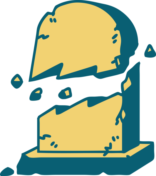 Bir insan tarafından çizilmiş kırık bir mezar taşının sembolik dövmesi.