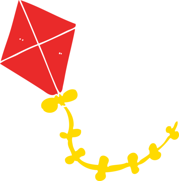 Bir insan tarafından çizilmiş düz renkli çizgi film uçurtması