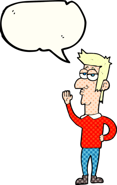 El yazısıyla çizilmiş çizgi roman konuşma balonu karikatür adamı bir insan tarafından çizildi.