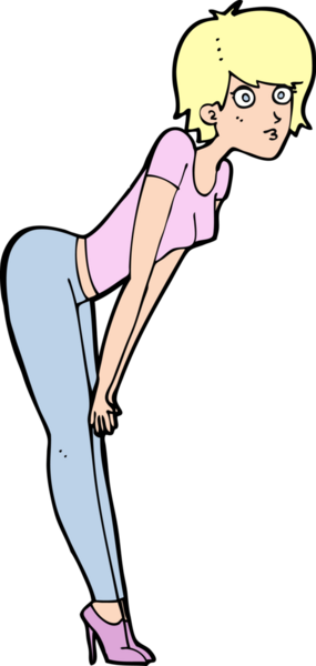 Çizgi filmdeki kadın bir insan tarafından çizilmiş bir şeye bakıyor.