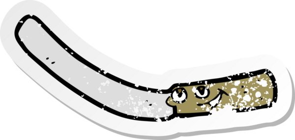 Bir insan tarafından çizilmiş bir mutfak bıçağının gerilimli retro yapıştırması.