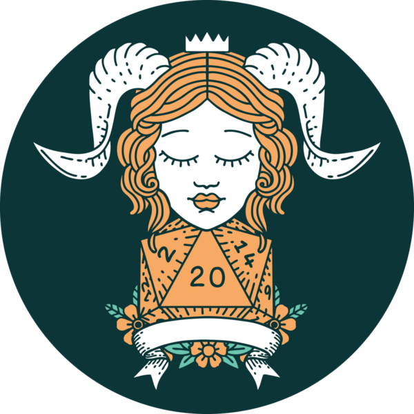 Bir insan tarafından çizilmiş doğal yirmi zar atma ikonu