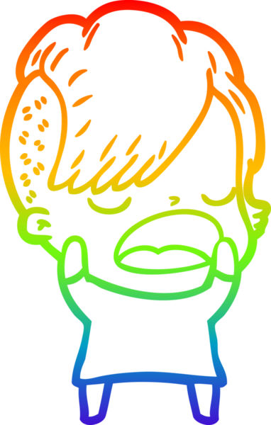 Gökkuşağı gradyan çizgi çizimi bir insan tarafından çizilen havalı hippi kız çizimi