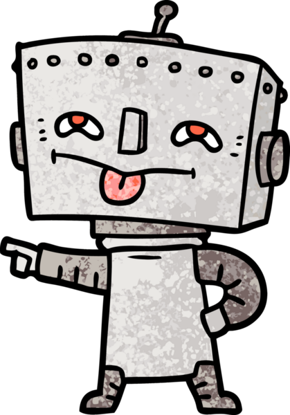 Bir insan tarafından çizilmiş çizgi film robotu