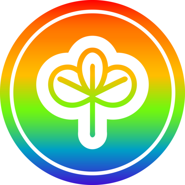 Gökkuşağı gradyan bir insan tarafından çizilmiş doğal yaprak dairesel simgesi