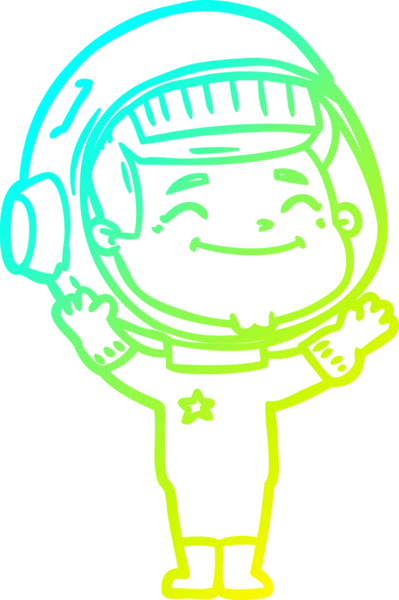 Bir insan tarafından çizilmiş mutlu bir astronotun soğuk gradyan çizimi.