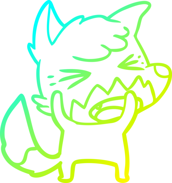 Bir insan tarafından çizilmiş kızgın bir tilkinin soğuk çizgi çizimi.