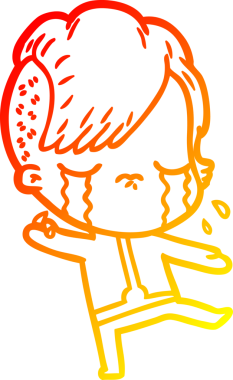 Bir insan tarafından çizilmiş uzay giysileri içinde ağlayan bir kız çizimi.