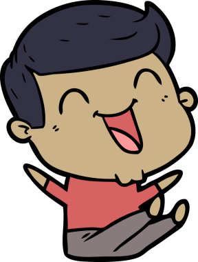 Bir insan tarafından çizilmiş gülen çizgi film adamı.