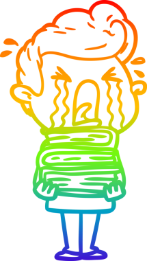 Bir insan tarafından çizilmiş ağlayan bir adamın çizdiği gökkuşağı gradyan çizgisi.