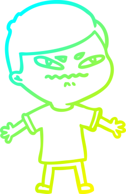 Bir insan tarafından çizilmiş soğuk bir çizgi film karakteri.