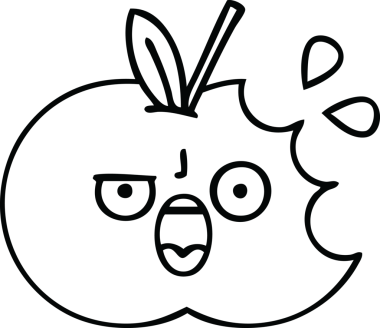 Bir insan tarafından çizilmiş kırmızı elma çizimi.