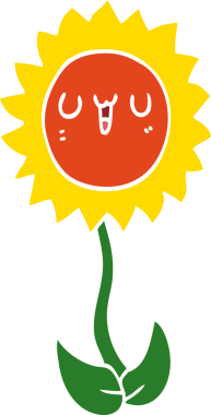 Bir insan tarafından çizilmiş düz renk çizgi film çiçeği