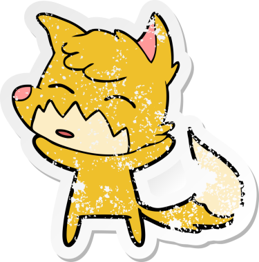 Bir insan tarafından çizilmiş tilki çizgi filminin sıkıntılı çıkartması.