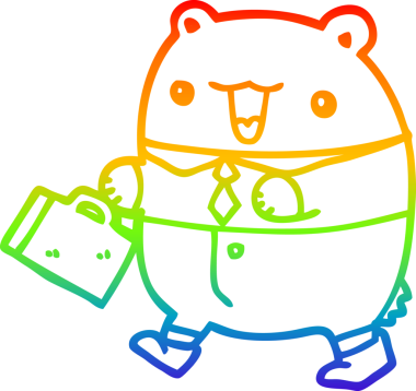 Gökkuşağı gradyan çizgisi bir insan tarafından çizilmiş şirin bir iş ayısının çizimi