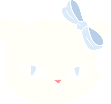 Bir insan tarafından çizilmiş düz renkli çizgi film kedisi.