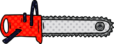 Bir insan tarafından çizilmiş zincir testerenin karikatürü.