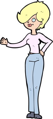 Bir insan tarafından çizilmiş karikatür kadın.