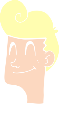 Bir insan tarafından çizilen gülümseyen adamın düz renk çizimi