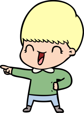 Bir insan tarafından çizilmiş mutlu çizgi film çocuğu.