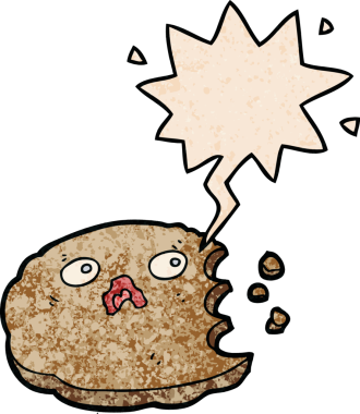 bir insan tarafından çizilmiş eski moda konuşma baloncuklu çizgi film kurabiyesi.