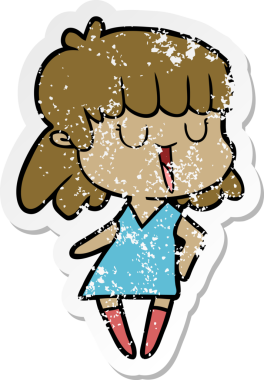 Bir insan tarafından çizilmiş karikatür bir kadının sıkıntılı çıkartması.