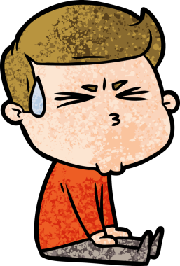 Bir insan tarafından çizilmiş terleyen çizgi film adamı.