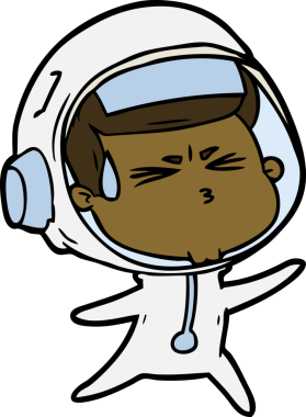 Çizgi film bir insan tarafından çizilmiş astronot.