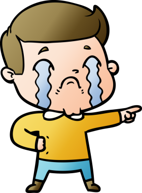 Bir insan tarafından çizilmiş ağlayan çizgi film adamı.