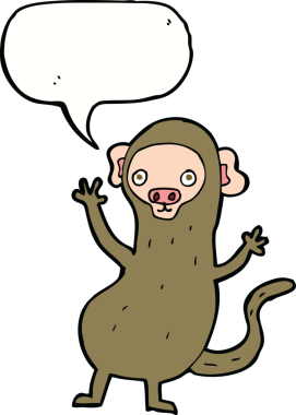 Bir insan tarafından çizilmiş konuşma balonlu çizgi maymun.