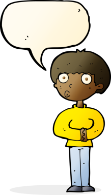 Bir insan tarafından çizilmiş konuşma baloncuğu olan meraklı bir adam.