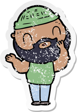 Bir insan tarafından çizilmiş sakallı bir adamın sıkıntılı çıkartması.